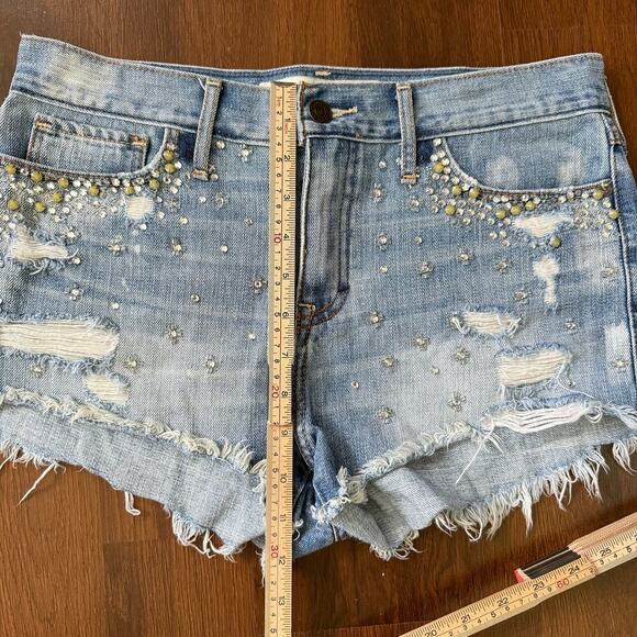 Abercrombie & Fitch Y2K Rhinestone Beaded Mini Shorts Festival Boho Sz 6/28 - Picture 4 of 5